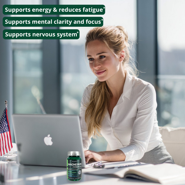 NuviOx 8-Form Magnesium Complex – 1000mg Elemental Magnesium | Glycinate, Malate, Taurate, Citrate | Vegan, Non-GMO, 90 Capsules